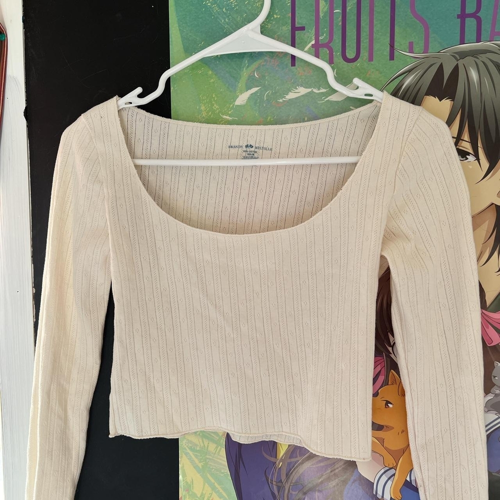 Brandy Melville Cream Ribbed Top